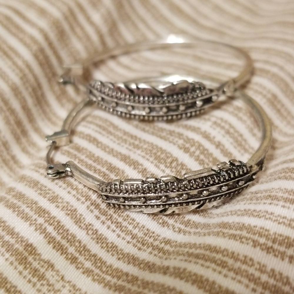 Lucky brand feather hoops